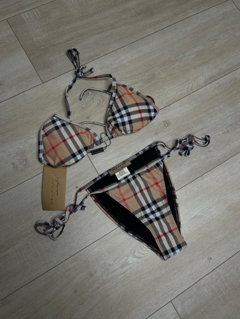 Burberry Bikini plaid beige black